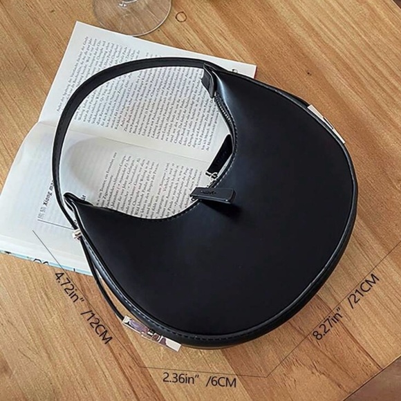 Black Faux Leather Hobo Bag - Picture 4 of 8